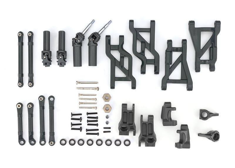 TRA9182, Traxxas Outer Driveline &amp; Suspension Upgrade Kit, extreme heavy duty, black (fits Bandit or Drag Slash)