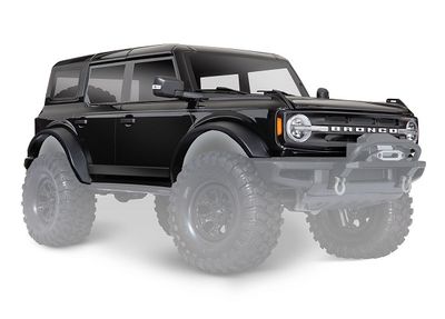 Traxxas Body, Ford Bronco, complete, Shadow Black (painted) (includes grille, side mirrors, door handles, fender flares, windshield wipers, spare tire mount, &amp; clipless mounting) (requires #8080X inne