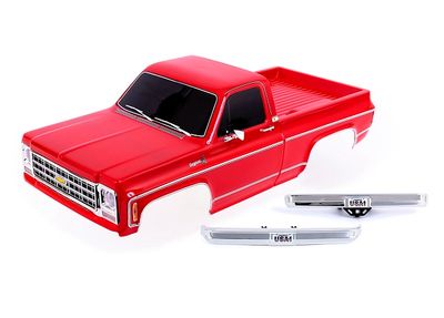 Traxxas Body, Chevrolet K10 Truck (1979), complete, red (painted, decals applied) (includes grille, side mirrors, door handles, windshield wipers, front &amp; rear bumpers, clipless mounting) (requires #9