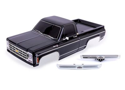 Traxxas Body, Chevrolet K10 Truck (1979), complete, black (painted, decals applied) (includes grille, side mirrors, door handles, windshield wipers, front &amp; rear bumpers, clipless mounting) (requires 