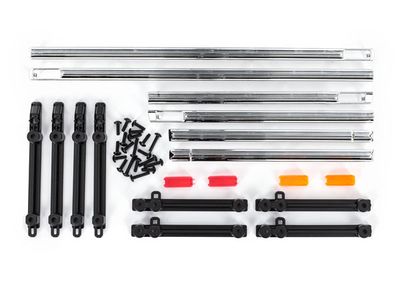 Traxxas Side trim, left &amp; right (chrome)/ LED lens/ 2.6x8mm BCS (14)/ 2.6x10mm BCS (6) (fits #9230 body)