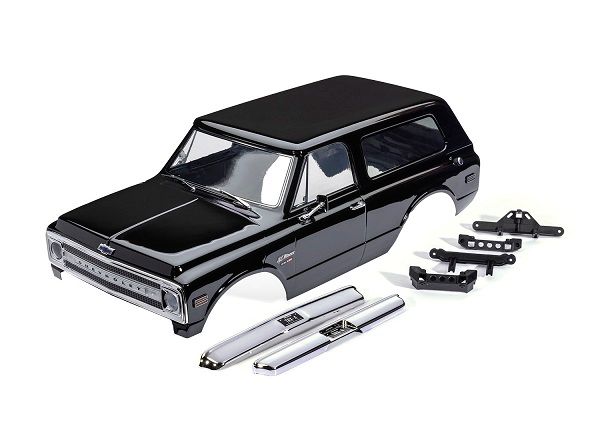 Traxxas Body, Chevrolet Blazer (1969), complete, black (painted) (includes grille, side mirrors, door handles, windshield wipers, front &amp; rear bumpers, clipless mounting) (requires #8072X inner fender