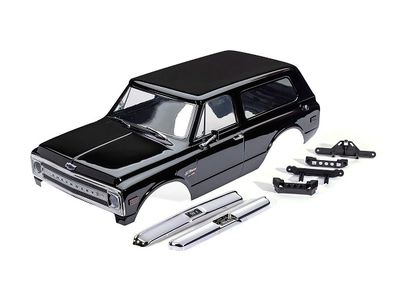 Traxxas Body, Chevrolet Blazer (1969), complete, black (painted) (includes grille, side mirrors, door handles, windshield wipers, front &amp; rear bumpers, clipless mounting) (requires #8072X inner fender