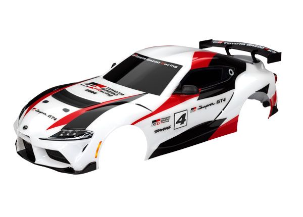 Traxxas Body, Toyota Supra GT4, complete (white) (painted, decals applied) (includes side mirrors, spoiler, grilles, vents, &amp; clipless mounting)