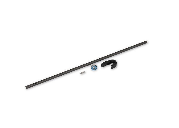 Traxxas Driveshaft, center, steel (249mm)/ pin/ support, center driveshaft/ 5x11x4 bearing