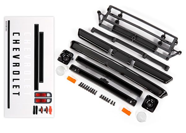 Traxxas Body accessories, Chevrolet C10, black (includes grille (upper &amp; lower), headlight housings (left &amp; right), bumpers (front &amp; rear), mounting retainers and hardware)