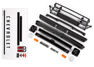 Traxxas Body accessories, Chevrolet C10, black (includes grille (upper &amp; lower), headlight housings (left &amp; right), bumpers (front &amp; rear), mounting retainers and hardware)