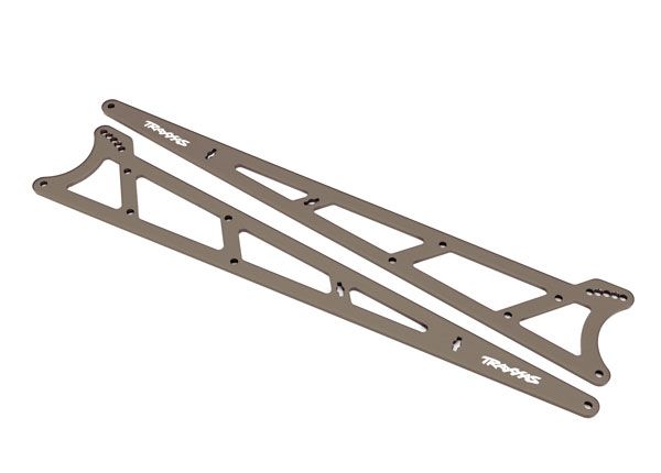 TRA9462, Traxxas Side plates, wheelie bar, charcoal gray (aluminum) (2)