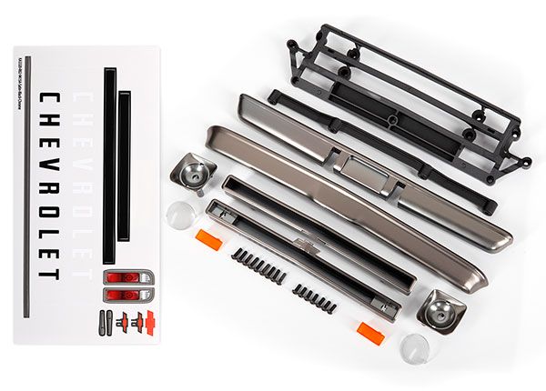 Traxxas Body accessories, Chevrolet C10, satin black chrome (includes grille (upper &amp; lower), headlight housings (left &amp; right), bumpers (front &amp; rear), mounting retainers and hardware)