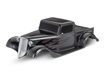 Traxxas Body, Factory Five &#39;35 Hot Rod Truck, complete (graphite) (painted, decals applied) (includes front grille, side mirrors, headlights, tail lights, foam pads)