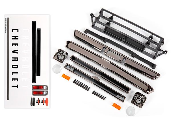Traxxas Body accessories, Chevrolet C10, black chrome (includes grille (upper &amp; lower), headlight housings (left &amp; right), bumpers (front &amp; rear), mounting retainers and hardware)