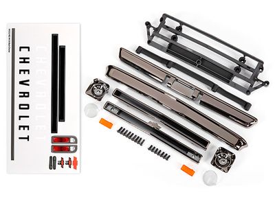 Traxxas Body accessories, Chevrolet C10, black chrome (includes grille (upper &amp; lower), headlight housings (left &amp; right), bumpers (front &amp; rear), mounting retainers and hardware)