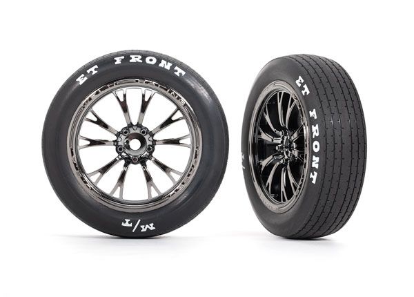 Traxxas Tires &amp; wheels, assembled, glued (Weld black chrome wheels, Mickey ThompsonÔøΩ ET FrontÔøΩ tires, foam inserts) (2)