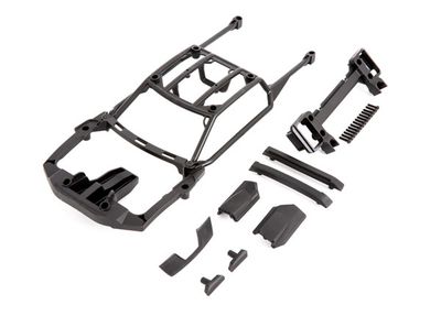 TRA9513X, Traxxas Body support (assembled with front mount &amp; rear latch)/ skid pads (roof) (left &amp; right)