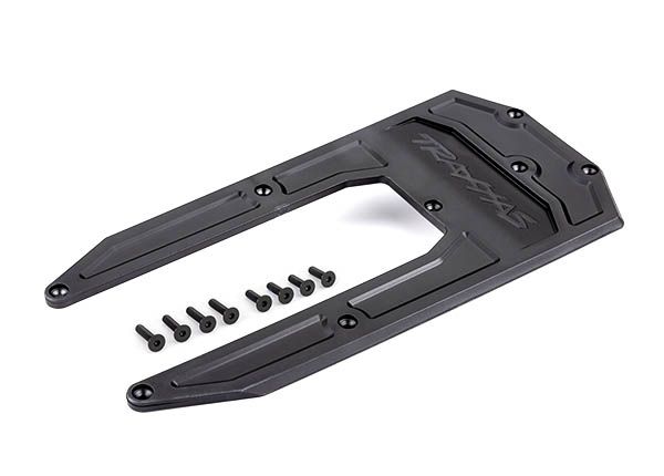 Traxxas Skidplate, chassis, black (fits Sledge)