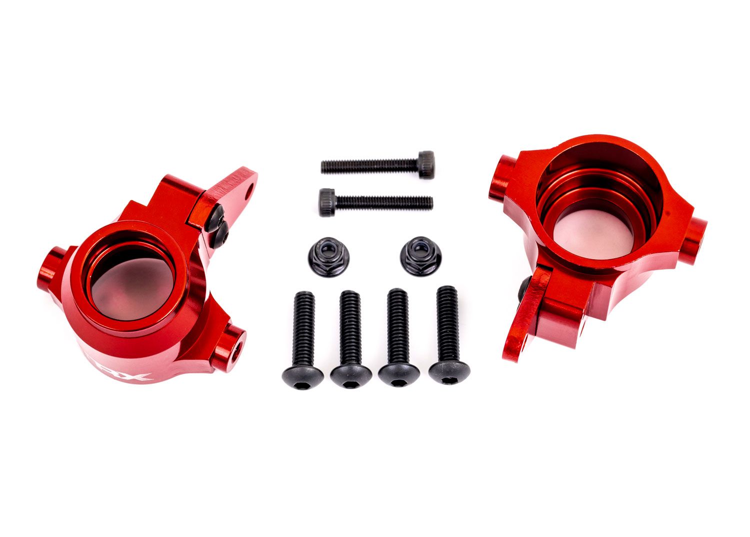 Traxxas Steering blocks, 6061-T6 aluminum (red-anodized), left &amp; right)/ steering block arms (2)/ 4x16mm BCS (with threadlock) (4)/ 3x18mm CS (2)/ 3x10mm BCS (with threadlock) (4)/ M3x0.5mm NL (2)