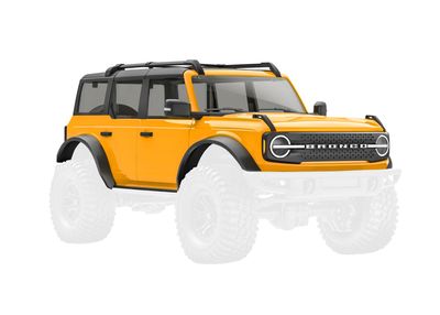 Traxxas Body, Ford Bronco, complete, Cyber Orange (includes grille, side mirrors, door handles, fender flares, windshield wipers, spare tire mount, &amp; clipless mounting) (requires #9735 front &amp; rear bu