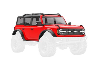 Traxxas Body, Ford Bronco, complete, red (includes grille, side mirrors, door handles, fender flares, windshield wipers, spare tire mount, &amp; clipless mounting) (requires #9735 front &amp; rear bumpers)
