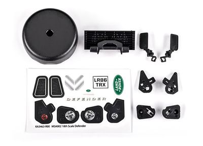Traxxas Grille/ mirrors, side (left &amp; right)/ spare tire cover/ light retainers, body (front &amp; rear, left &amp; right)/ decal sheet (fits #9712 body)