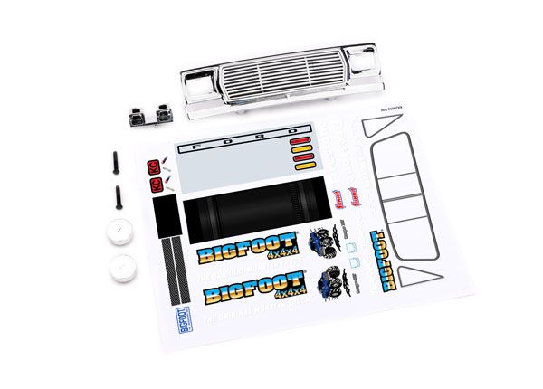 TRA9844X, Traxxas Body conversion kit, 1/18 scale TRX-4MT Bigfoot No. 1 (includes front grille, engine detail &amp; decals) (fits #9812 body)