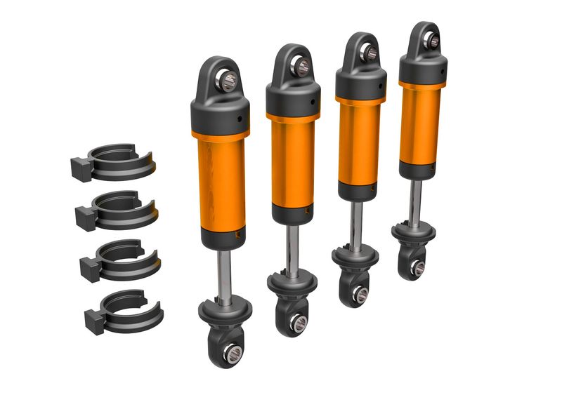 Traxxas Shocks, GTM, 6061-T6 aluminum (orange-anodized) (fully assembled w/o springs) (4)
