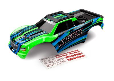 TRA8911G, Traxxas Body, Maxx, green (painted)/ decal sheet