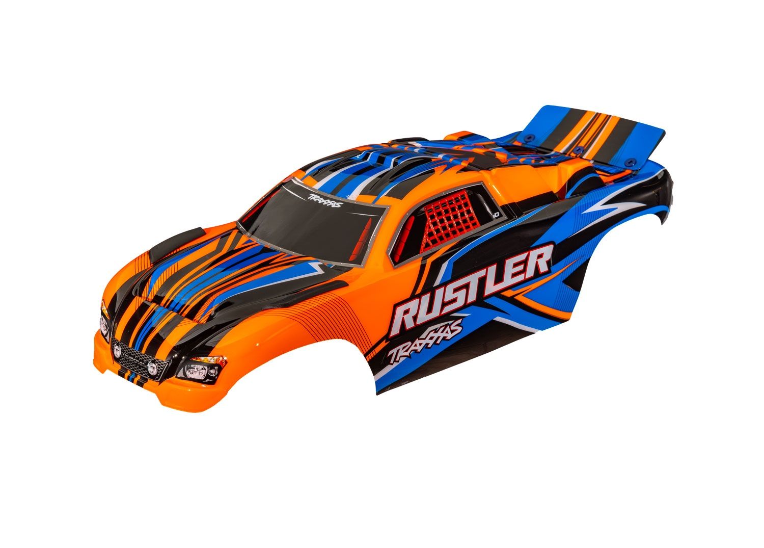 Traxxas Body, Rustler (also fits Rustler VXL), orange (painted, decals applied) (assembled with front &amp; rear body mounts for clipless mounting)