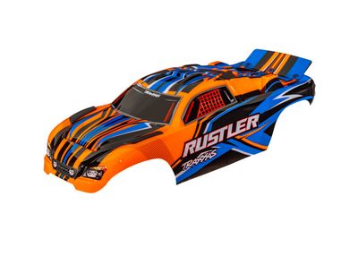 Traxxas Body, Rustler (also fits Rustler VXL), orange (painted, decals applied) (assembled with front &amp; rear body mounts for clipless mounting)