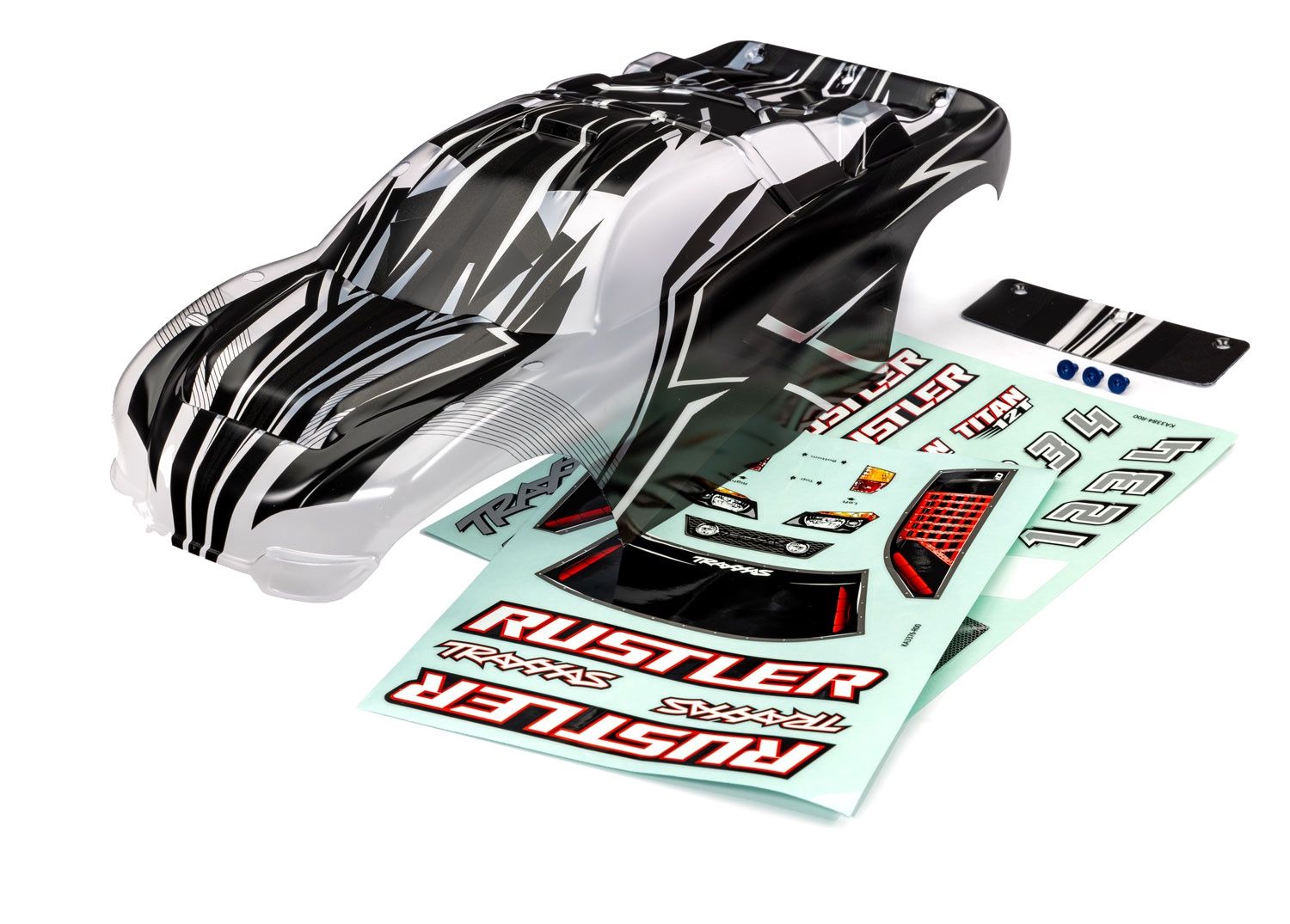 Traxxas Body, Rustler (also fits Rustler VXL), ProGraphix (graphics are printed, requires paint &amp; final color application)/ decal sheet