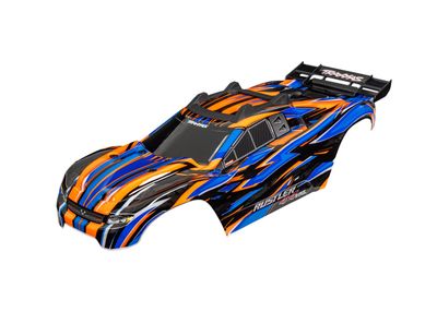 Traxxas Body, Rustler 4X4 VXL, orange (painted, decals applied) (assembled with front &amp; rear body mounts and rear body support for clipless mounting)