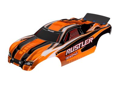 Traxxas Body, Rustler (also fits Rustler VXL), orange (painted, decals applied, assembled with wing)