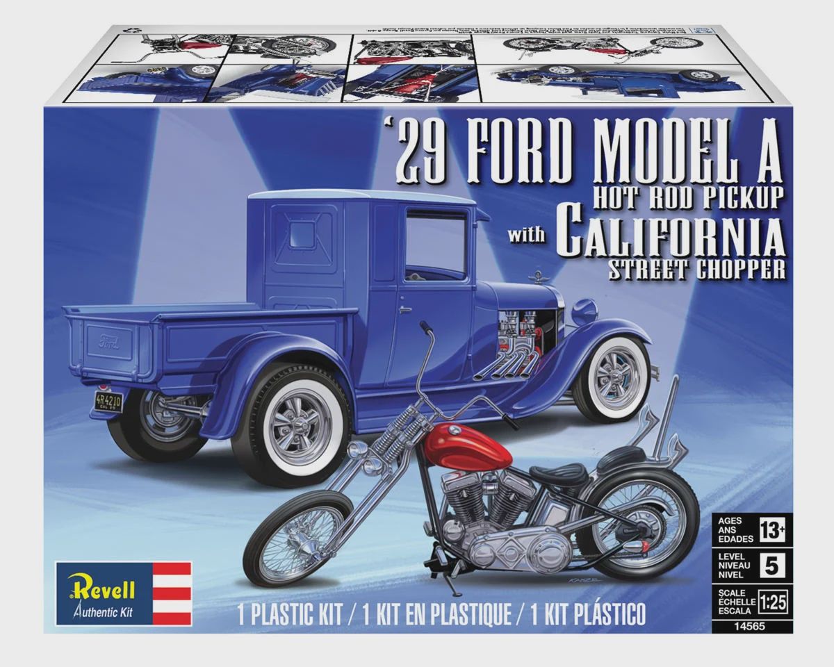 RMX14565, Revell 1/25 1929 Ford® Model A Pickup with California Street Chopper Plastic Model Kit