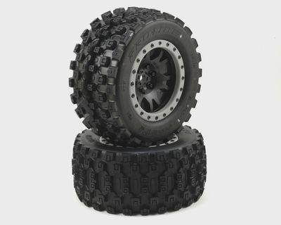 PRO10131-13, Pro-Line Traxxas X-Maxx Badlands MX43 Pro-Loc Pre-Mounted All Terrain Tires (MX43) w/Impulse Pro-Loc Wheels (Black) (2)