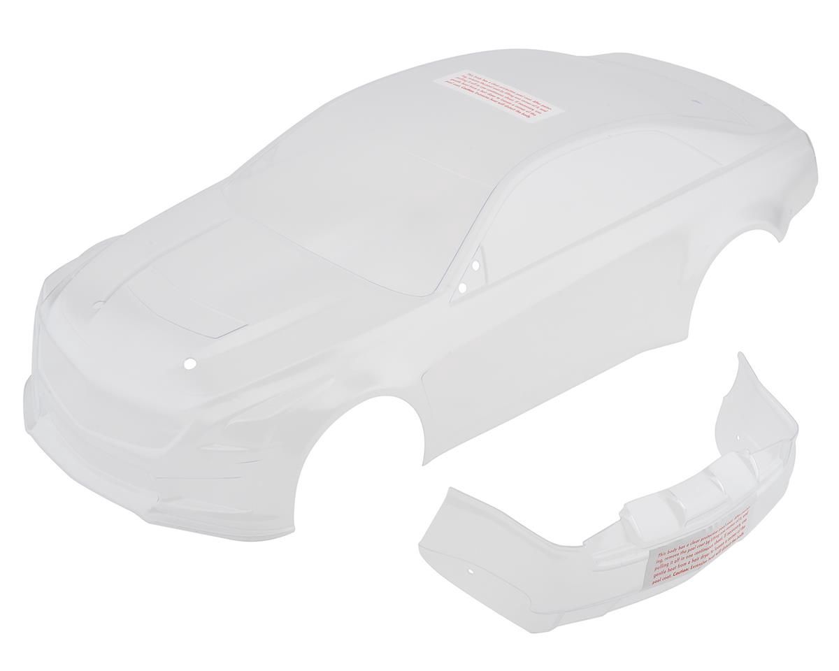 Traxxas Body, Cadillac CTS-V (clear, requires painting)/ decal sheet (includes side mirrors, spoiler, &amp; mounting hardware)
