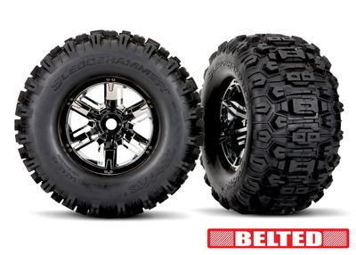 TRA7871X, Traxxas X-Maxx/XRT Pre-Mounted Sledgehammer Belted Tires (Chrome) (2) w17mm Hex