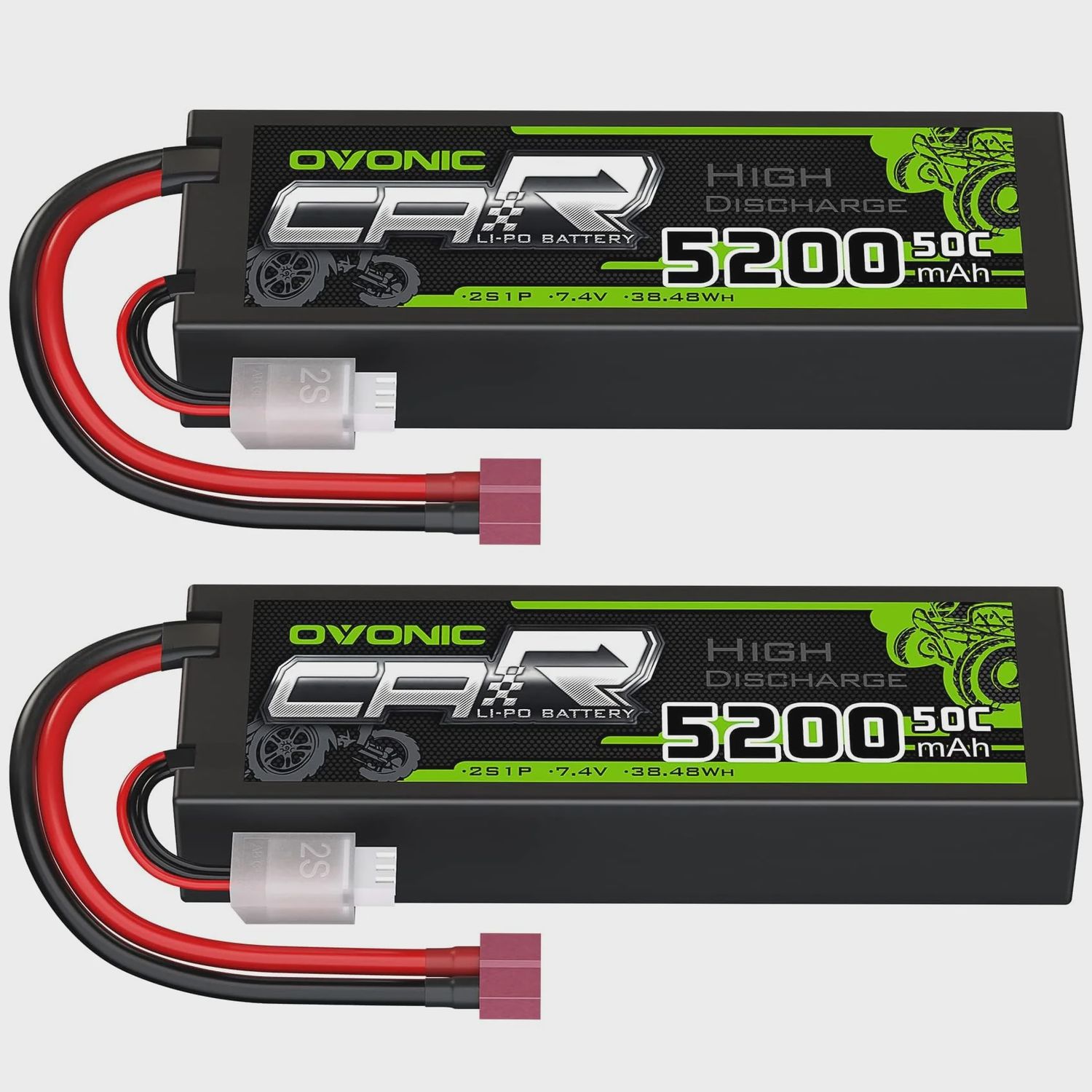 OVO2S520050CDEANS2X, Ovonic 2 x 2S LiPo Battery 5200mAh 50C 7.4V Hard Case Deans
