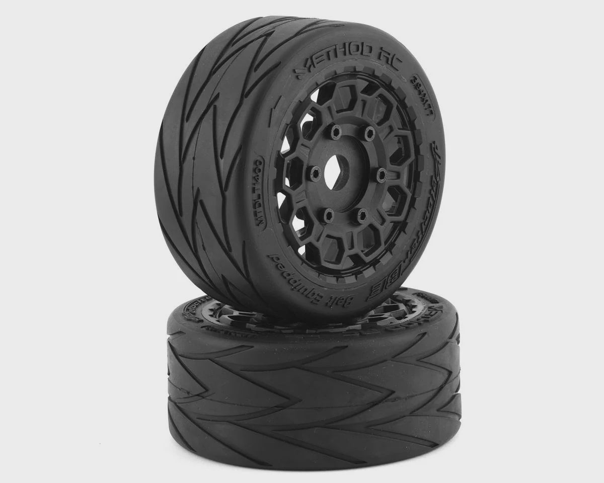 MTD1400, Method RC Velociter Belted Pre-Mount 1/7 On-Road Tires (Black) (2) w/Hive 17mm Hex Wheels