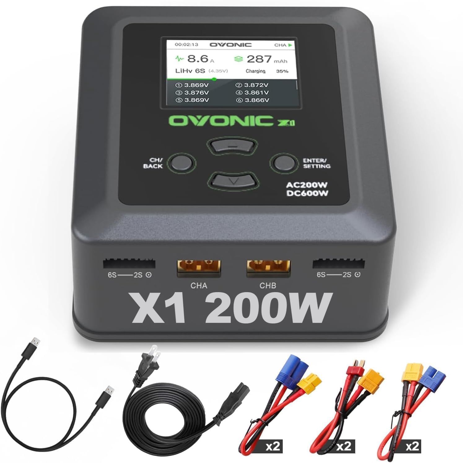 OVOX1, Ovonic X1 Dual Channel LiPo Charger AC200W/DC300Wx2 Lipo Battery Balance Charger