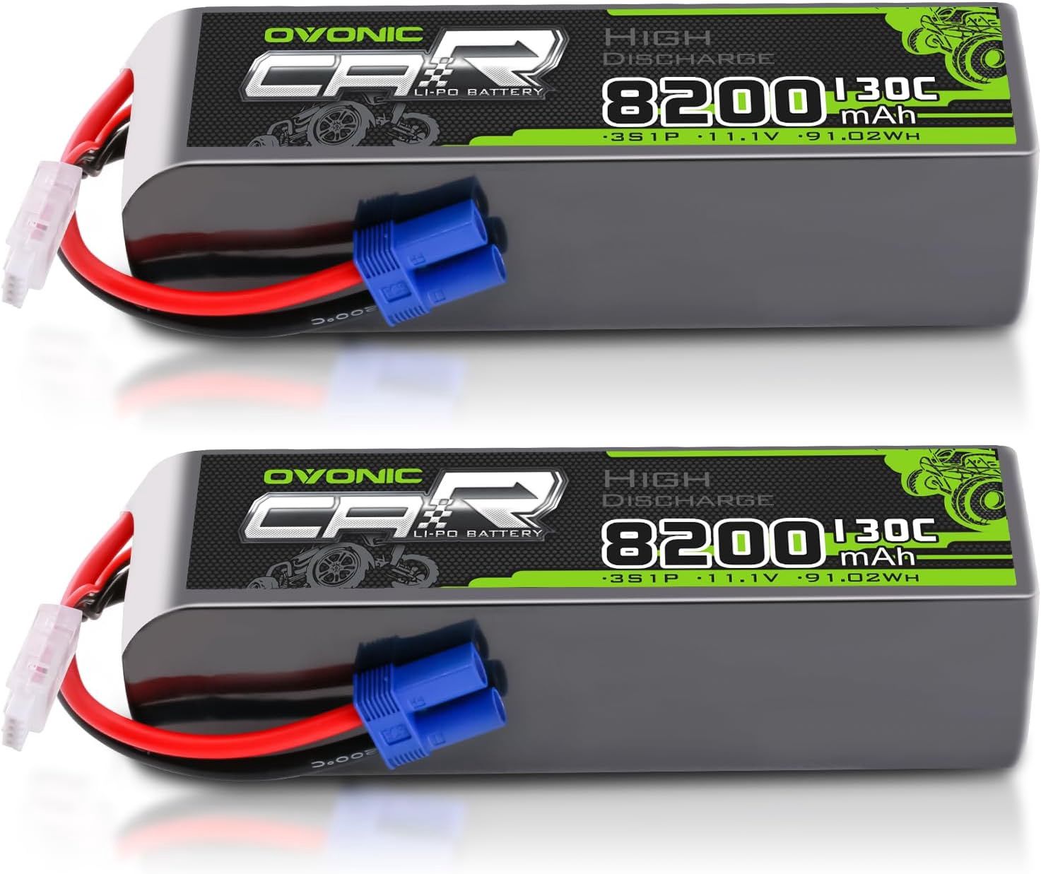 OVO3S8200130CEC52X, OVONIC 2 x 3S LiPo Battery 11.1V 8200mAh 130C EC5