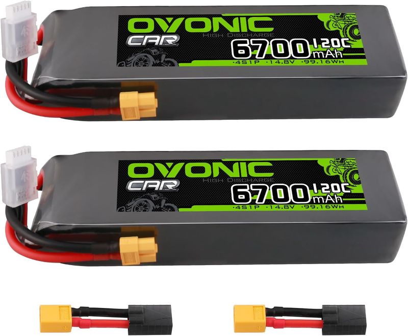 OVO4S6700120CXT602X, OVONIC 2 x 4S Lipo Battery 6700mAh 120C 14.8V RC Lipo Battery with XT60 Plug