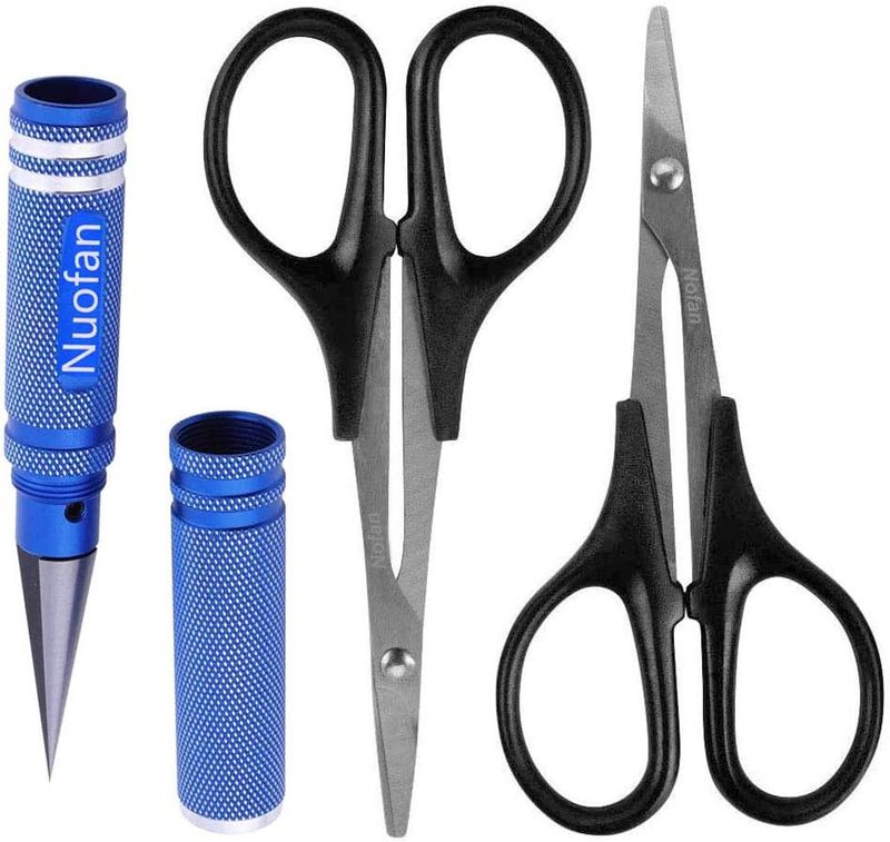 Nuofan-A-52, Nuofan RC Body Reamer, Curved Scissors &amp; Straight Scissors Trimming Universal Tools Set