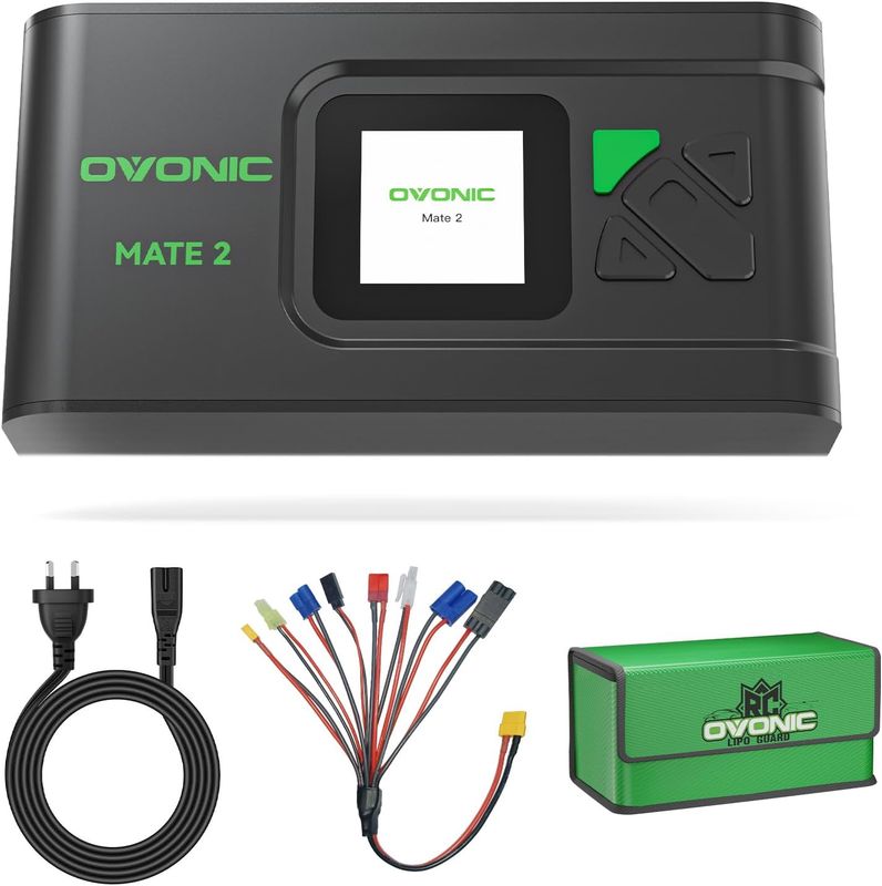 OVOMATE2, OVONIC Mate2 LiPo Balance Charger, AC 200W 12A Smart RC Battery Charger for LiPo/Li-ion/LiHV/Life (2-6S) and NiMH (4-15S), Black