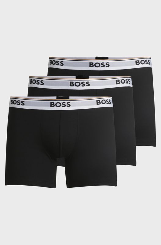 Hugo boss Set van drie boxershorts met logo’s van stretchkatoen zwart