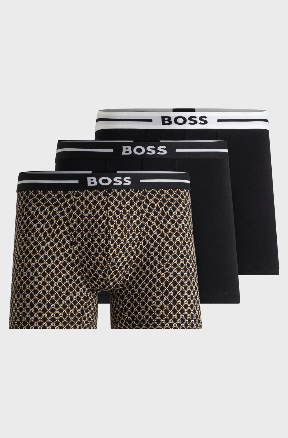 Set van drie boxershorts met logo van stretchkatoen 3kleuren