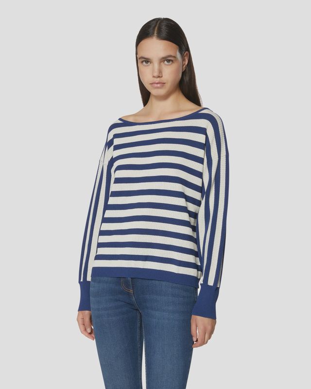 Striped jersey with Bateau neckline