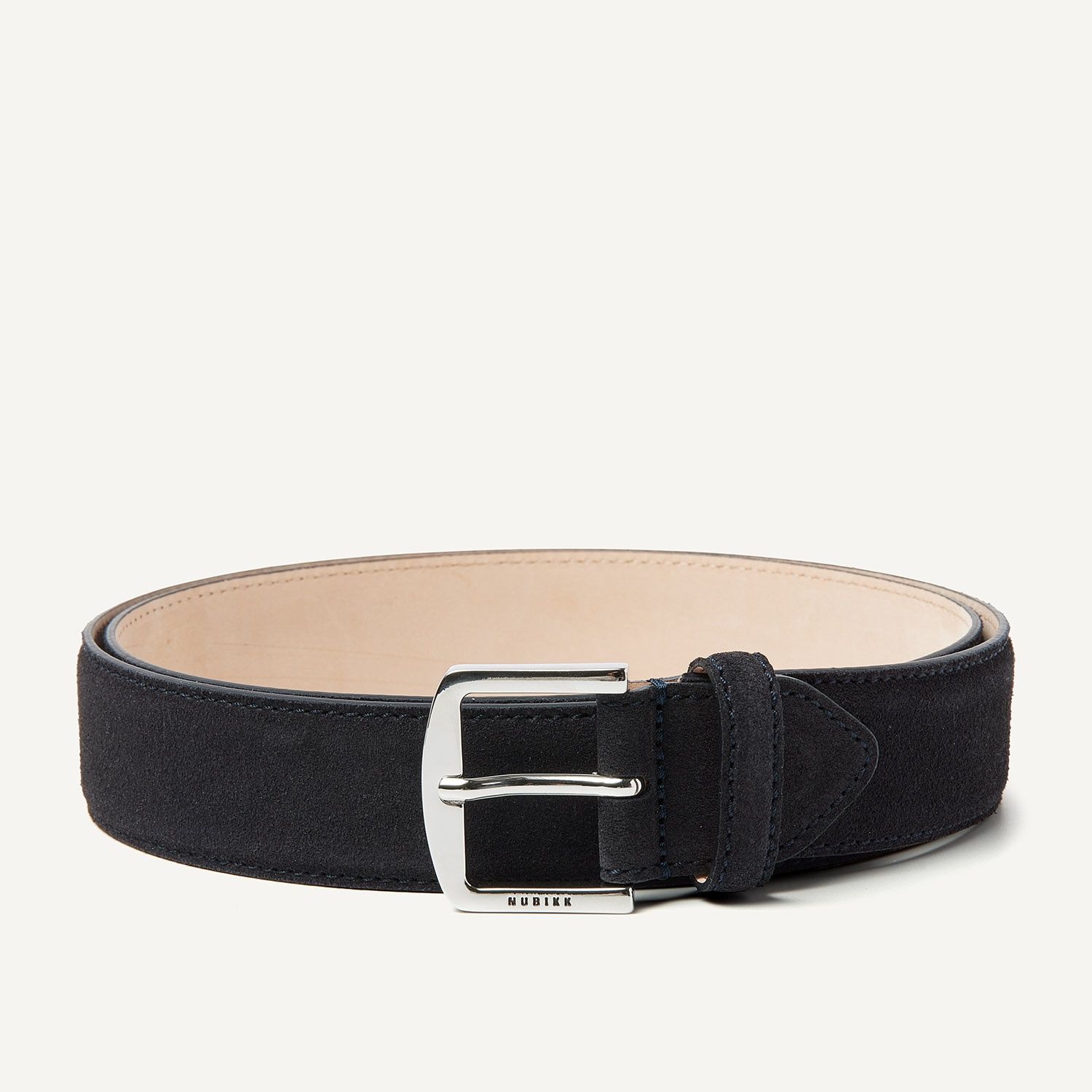 Nubikk James belt donkerblauw suède riem