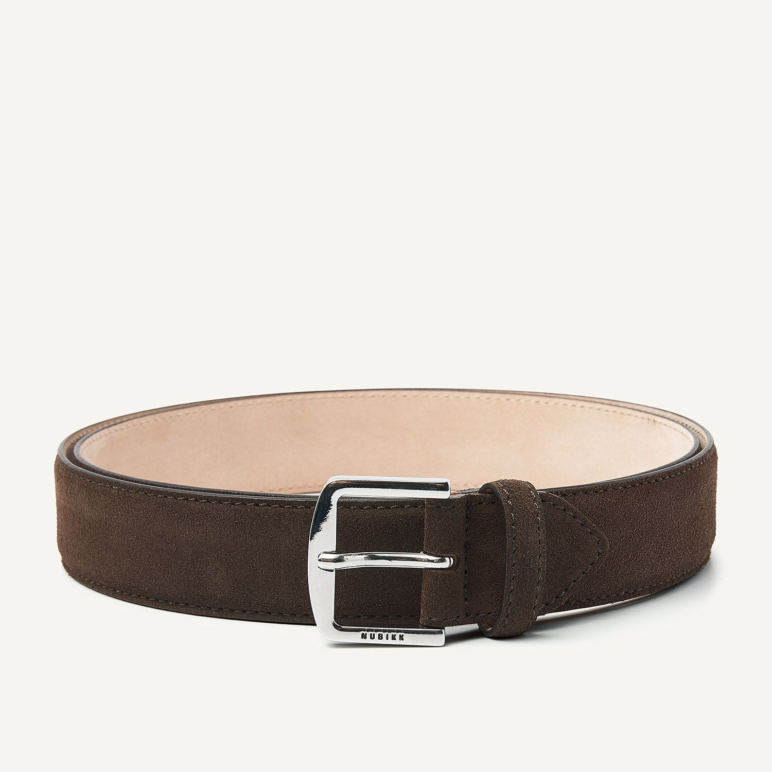 Nubikk James Belt Donkerbruin Suède Riem