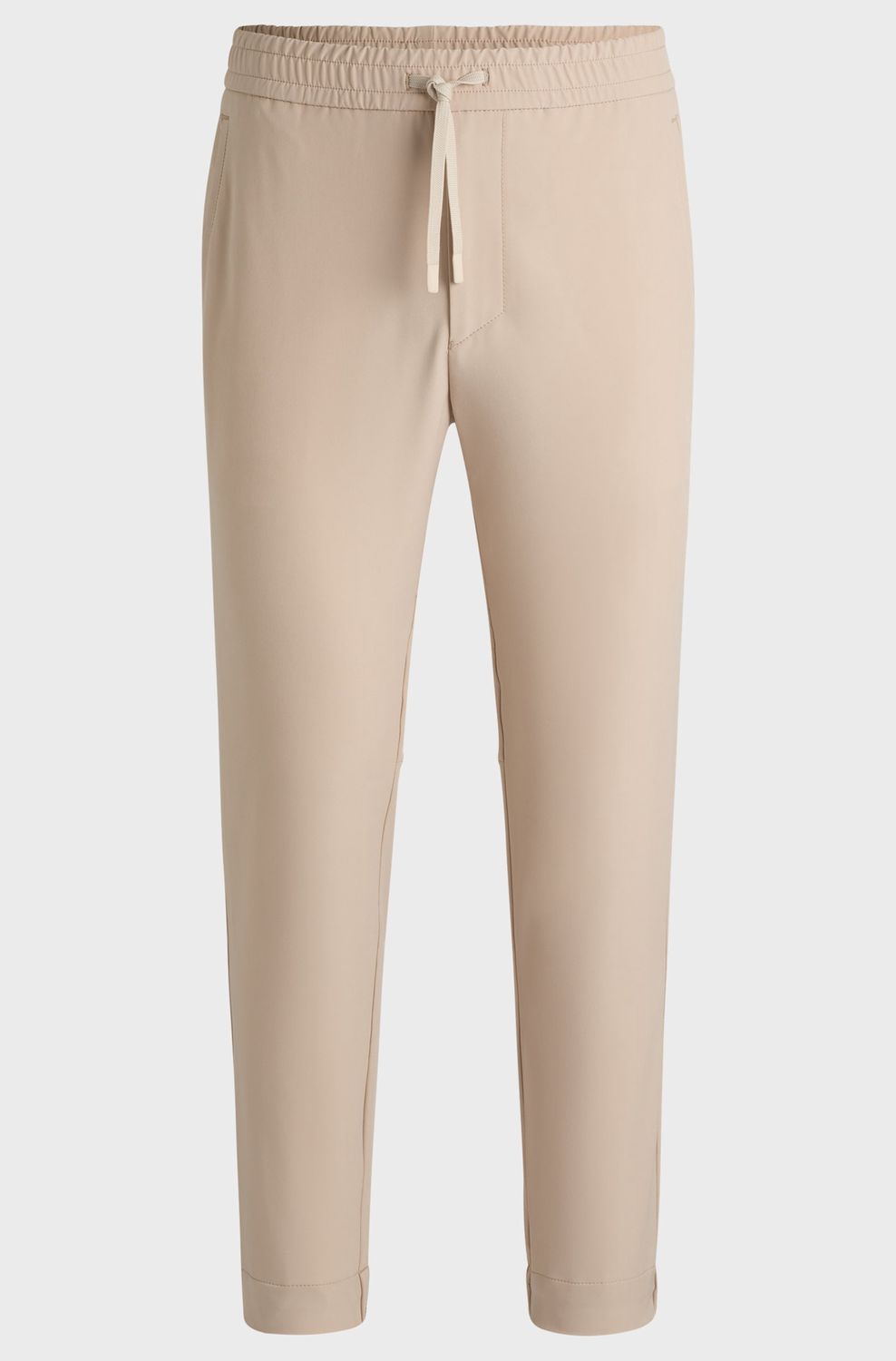 Hugo boss Tapered-fit broek van waterafstotend stretchmateriaal beige