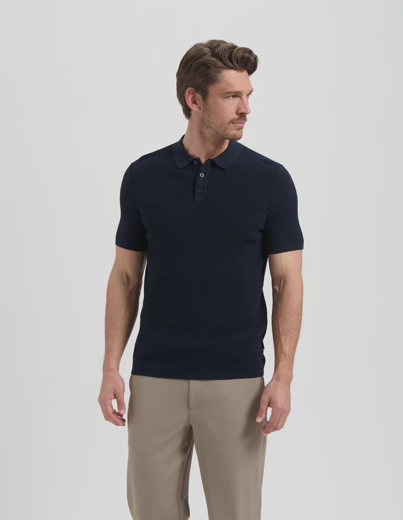 STANLEY - DARK NAVY GEBREIDE POLO