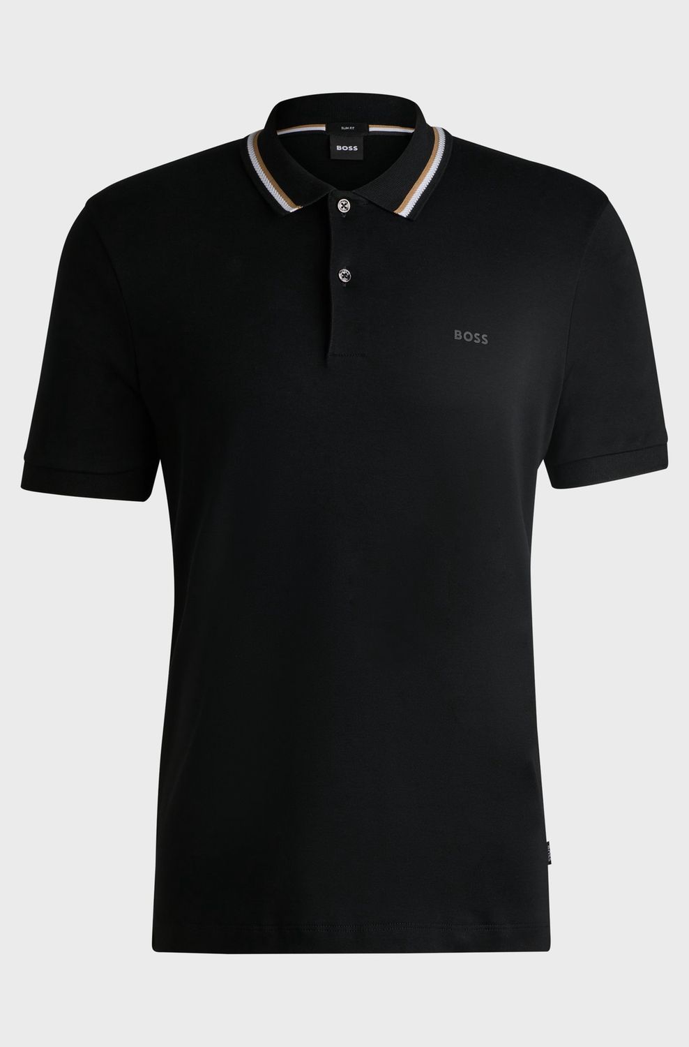 Hugo boss Slim-fit polo van katoen met gestreepte kraag zwart